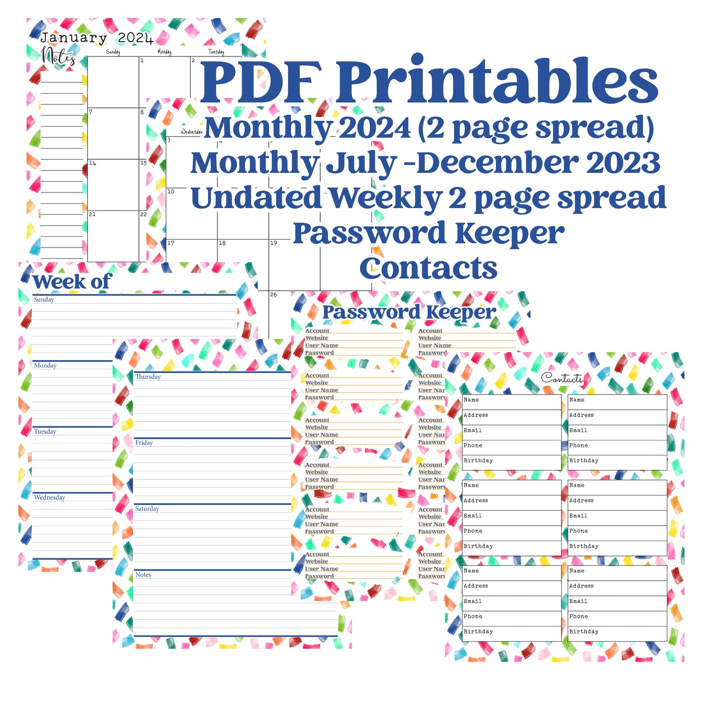 2023/2024 Monthly Printable Planner Bundle